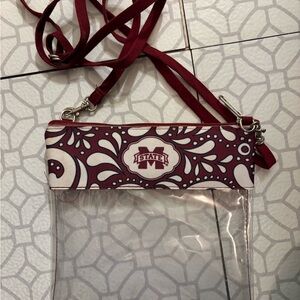 State Clear Crossbody Bag - Maroon and White